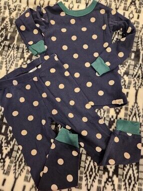 Baby GAP Navy Polka Dot Pajama Set with Teal Trim, Size 3T